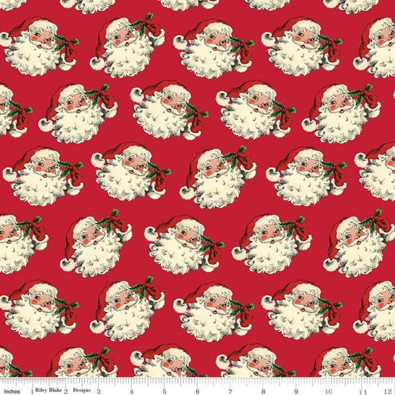 Santa Fabric, Old Fashioned Christmas fabric, Riley Blake Designs by