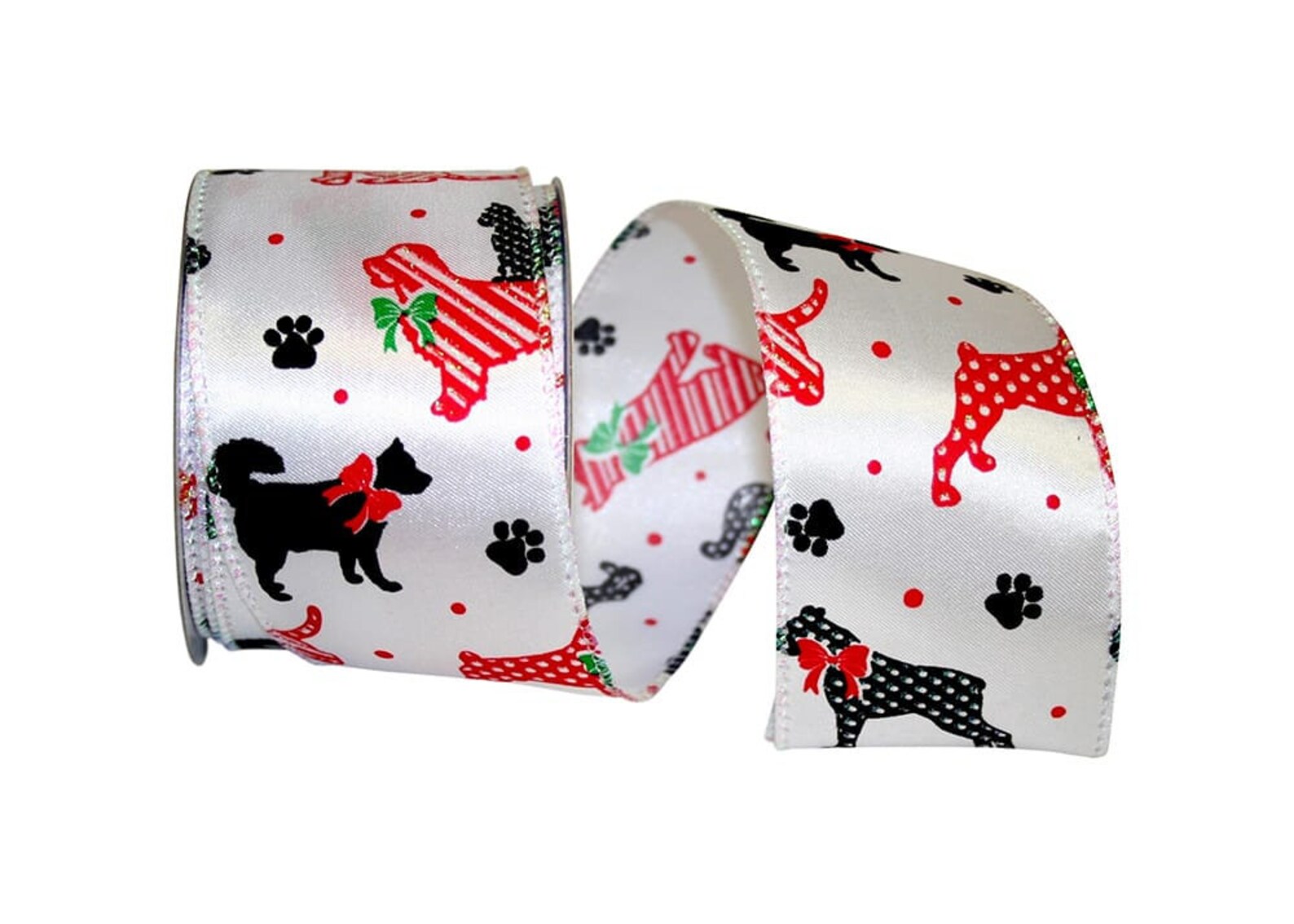 Christmas Dogs Ribbon Holiday Dogs Wired Ribbon 10 yards Etsy