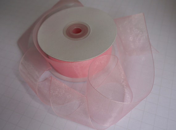 Sheer Pink Ribbon, 25 Yards 1.5 Wide Pink Ribbon 