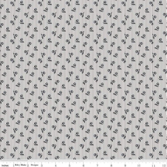 Serenity Rose Pinstripe Fabric, Riley Blake gray print fabric Il_570xn