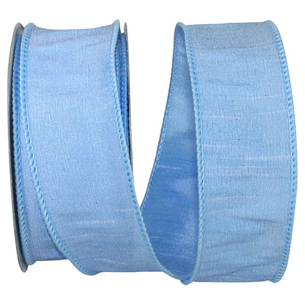 Light Blue Dupioni Ribbon, Pastel Blue Wired Dupioni Ribbon, 10 yards, 1.5" wide