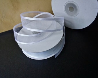 White Organza Ribbon, Satin Edged Organza Ribbon, 25 Yard Roll