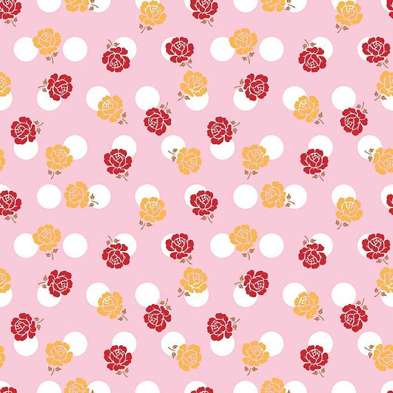 Pink Floral Fabric, Riley Blake Fabric, Sew Cherry 2 collection fabric Il_570xn