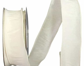Ivory Dupioni Ribbon, Wired Dupioni Ribbon, 10 yards, 1.5&quot; wide