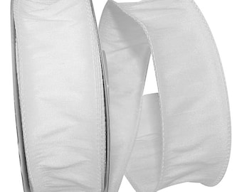 White Dupioni Ribbon, Wired Dupioni, 10 yards, 1.5&quot; wide ribbon