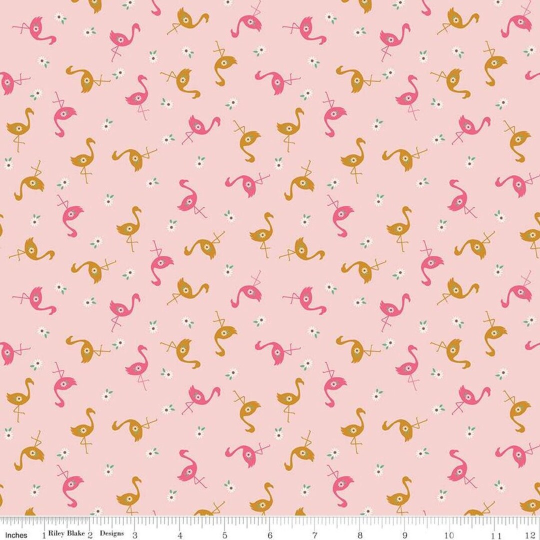 Flamingo Print Fabric, Stardust Flamingoes Fabric, Riley Blake Designs ...