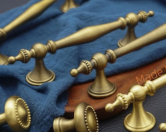 Antique Bronze Brass Cabinet Handle, Aged Drawer Pull Knob
