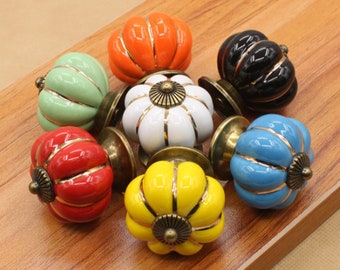 Ceramic Knobs Kitchen Cabinet Knobs Dresser Knob Drawer Knobs Pulls Handles  / Blue Red Green White Black Orange Yellow Antique Hardware