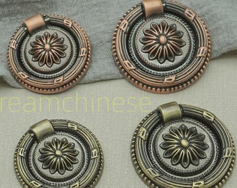 Vintage Style Drop Ring Knob, Antique Bronze Copper Zinc Alloy Drawer Pull