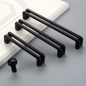 96 128 160mm Black Cabinet Door Handles Dresser Pull Drawer Knobs Pulls Handle KitchenChic Cabinet Hardware Modern 3.78" 5" 6.3"