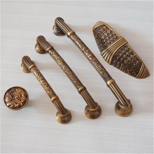 3.78" 5" 6.3" 7.56" Dresser Pull Drawer Pulls Handles Knobs Antique Brass  Vintage Kitchen Cabinet Pull Door Handle Solid 96 128 160 192mm