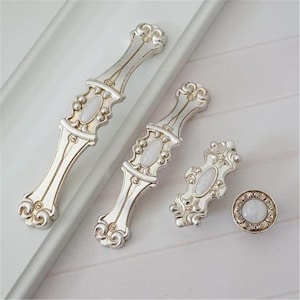 1.25'' 3.75" 5" Antique Silver Drawer Pull Handles Knob Dresser Pulls Handles Shabby Chic Kitchen Cabinet Pulls Knob Door Handle 32 96 128mm