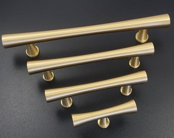 Solid Brass Cabinet Handles: Gold T Bar Drawer Pulls