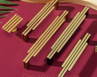 Perilla de gabinete de bronce negro Art Deco: Tirador de puerta de cocina de latón macizo, tirador de cajón