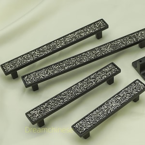Crystal Black Drawer Pull Handle Knob Bling Kitchen Pulls Cabinet Door Handles Knobs Glass Rhinestone Dresser Pulls Art  Decor