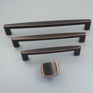 3.78&quot; 5&quot; 6.3&quot; Black Copper Kitchen Pulls and Knobs Cabinet  Handles Pull Knob Dresser Handles Furniture Hardware 96 128 160 mm