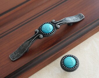 Turquoise Antique Drawer Pull Etsy