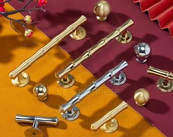 Gold Messing Schrankknopf oder Schubladenknauf - Bambus Style Küchengriffe, Kleiderschrank Hardware