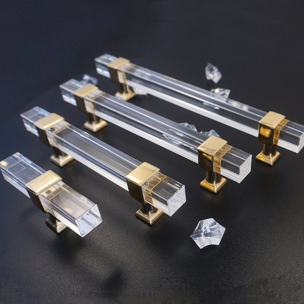thumbnail image 2 of Vintage Hand Cut Large Square Clear Glass Cabinet Knobs - 4 Available 2 of 5