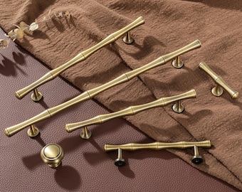 Massive Messing Schubladenknäufe, Bambus Küchenschrank Griffe, Chrom Möbelknäufe Hardware