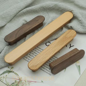 Natural Wood Drawer Pulls Knobs  Walnut Wood Kitchen Handles knobs Cupboard Handles Oak Cabinet Pulls Simple Solid Wood Wardrobe Knob Pull