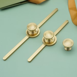 Solid Brass Knob With Backplate Unique Kitchen Cabinet Door Knobs Handles Cupboard Pull Handle Gold Dresser Drawer Knob Pull