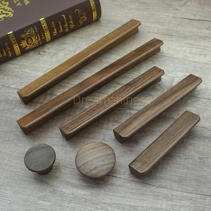 Natural Wood Cabinet Pulls KnobWalnut  Kitchen Knobs Handles Oak Dresser Handle Minimalism Drawer Pulls Wooden Drawer Pull Round Knob