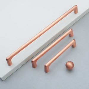 Modern Brushed Copper  Cabinet Pulls Knobs  Drawer Pulls Knobs  Dresser Pull Knobs Large Wardrobe Pulls Cabinet Hardware Kitchen Hardware