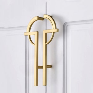 5" Unique Brushed Gold Kitchen Pulls  Cabinet Door Handles Knobs Nickel Drawer Pull Handle Dresser Knob Kitchen Hardware128mm