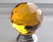 1.37 inches Diameter Sparkle Glass Crystal Knobs Diamond Amber Yellow Kitchen Cabinet Knobs Pulls Handles Dresser Drawer Knob Hardware