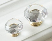 Gold Clear Glass Knobs Crystal Knob Handles Dresser Pulls Cupboard Knobs Drawer Knobs Pulls Door Handles Kitchen Cabinet Handles