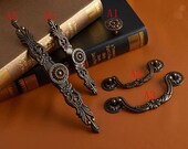 US Rustic Country Drawer Pulls Knob Cabinet Door Handle Knobs Flower Vintage Bronze Dresser Pulls Handles