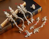 Shabby Chic Drawer Pulls Door Handles Dresser Pull Silver Antique US Kitchen Cabinet Handle Furniture Rustic Country