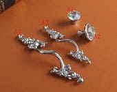 Silver Chrome Cabinet Door Handle Knobs Crystal Knob Dresser Pulls Handles Drawer Pulls Knob Flower