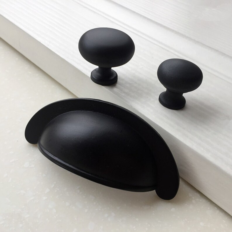 2 7 Black Bin Dresser Knobs Drawer Pull Handles Kitchen Etsy