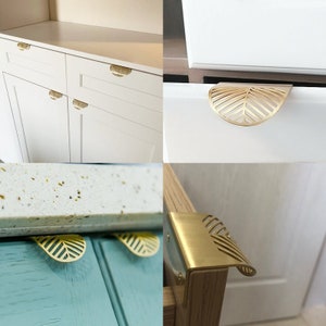 Brass Gold Leaf Design Cabinet Handles Invisible Drawer Pulls and knobs Cabinet Pulls, Wardrobe Pulls, Cupboard Pulls for homes image 6