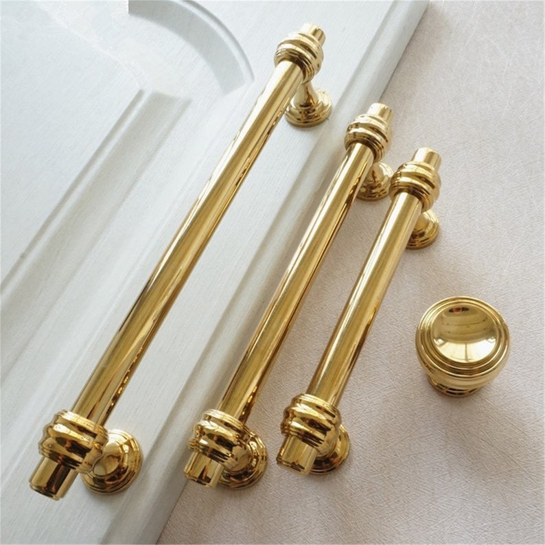 3 75 5 6 Shiny Gold Cabinet Door Handles Drawer Pulls Dresser Knobs Modern Handle Unique Kitchen Hardware 96 128 160 Mm Craft Supplies Tools Aloli Ru Unique Kitchen Hardware 96, Unique Cabinet Door Handles
