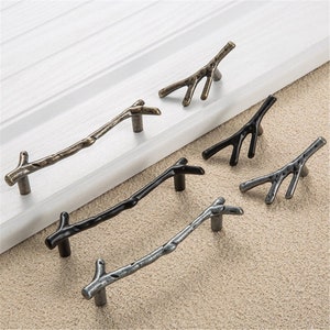 3.78"  5.0' Branches Drawer Pulls Knobs Unique Kitchen Cabinet Handles Antique Bronze Silver Black Dresser Knob Decorative Cupboard Pull