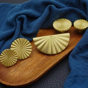 Unique Sunflower Brass Cabinet Knobs,Semicircle Drawer Pulls Sunshine Drawer Pulls,Round Cabinet Pull,Kitchen Handles,Gold Dresser Knob