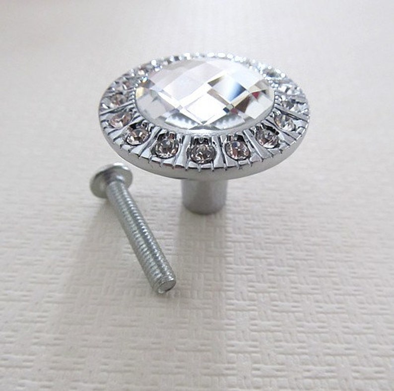 Silver Glass Crystal Dresser Drawer Knobs Pulls Handles Shiny Etsy