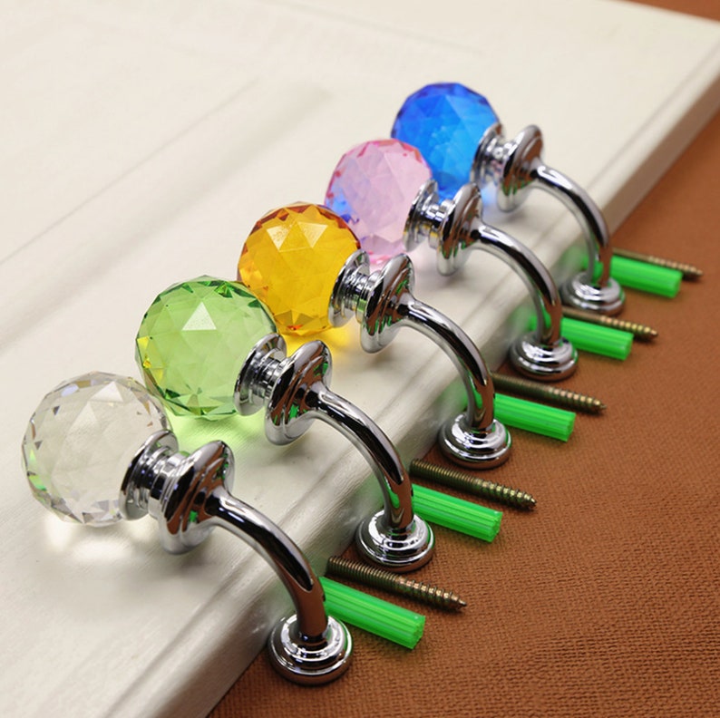 Glass Wall Hooks Decorative Hooks Clear Crystal Rhinestone Etsy