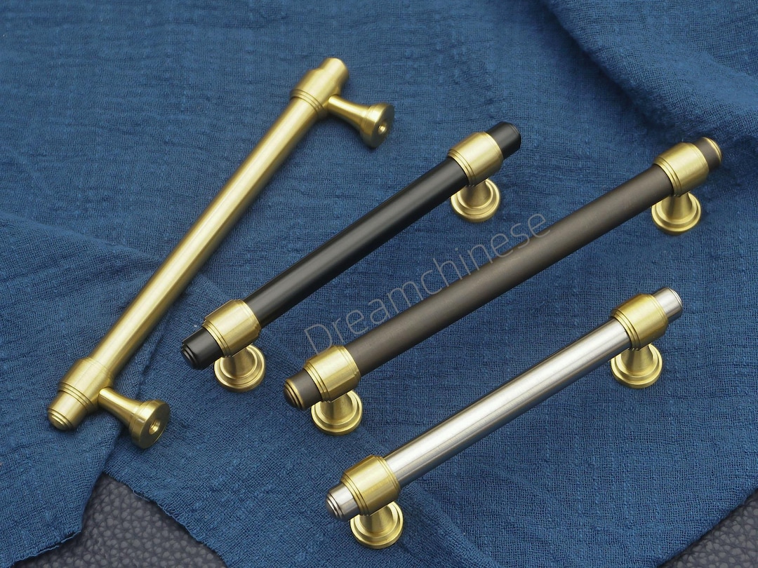 Solid Brass Kitchen Cabinet Pulls, Drawer Knobs - Black, Bronze, Nickel ...