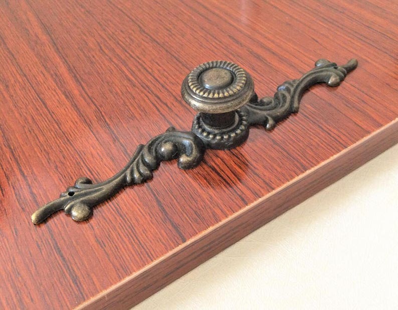 Rustic Dresser Drawer Knobs Backplate Antique Bronze / French Etsy