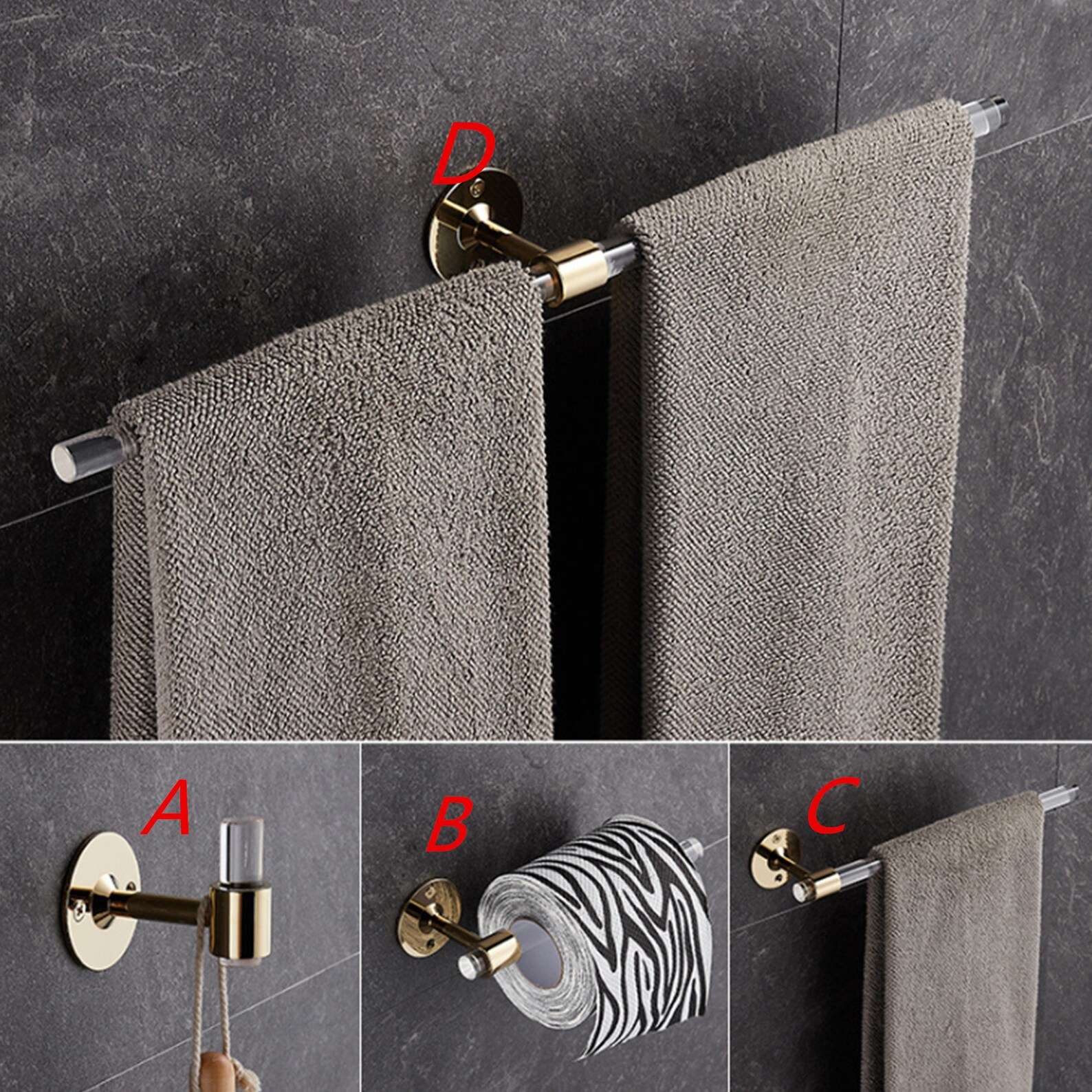 Towel Hook Gold Acrylic Bathroom Towel Hooks Silver Lucite - Etsy