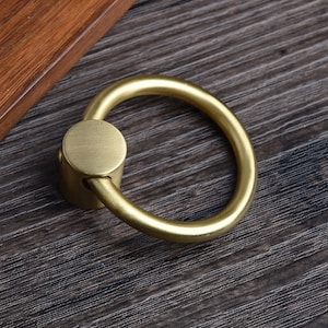 Solid Brass Material Ring Pulls Gold Brass Dresser Knobs Drawer Pull Handles Knob Drop Kitchen Cabinet Handle Pull Knobs Hardware Decor Pull