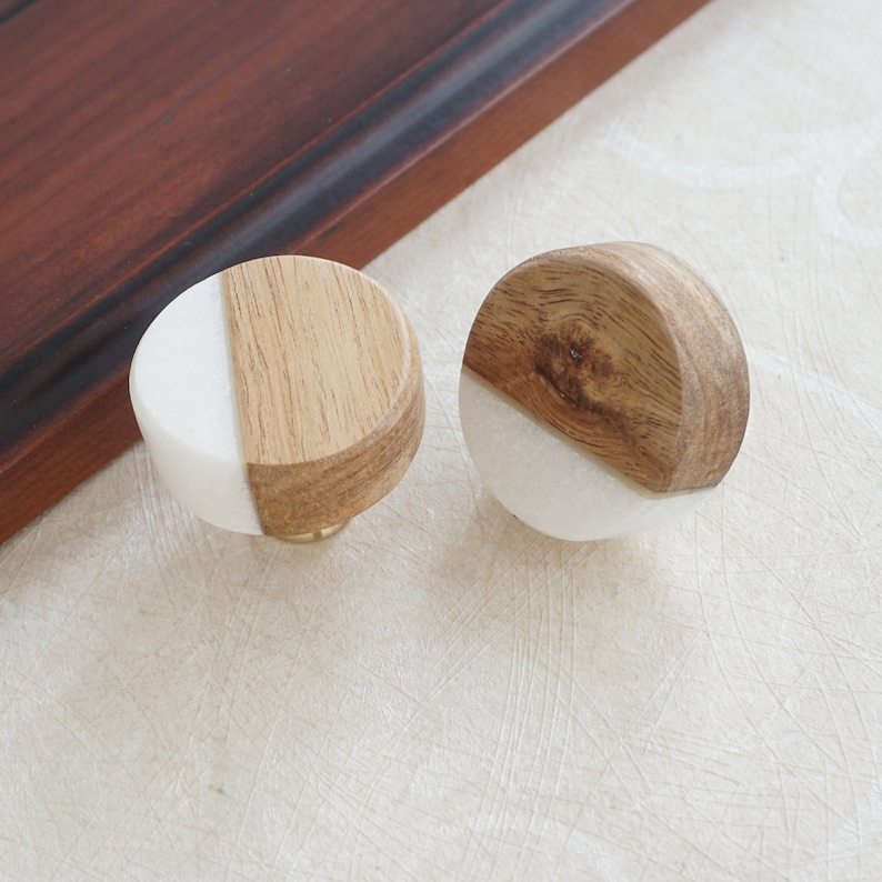 Simple Door Knobs Knobs Nordic Brass Knobs Wood Marble Etsy