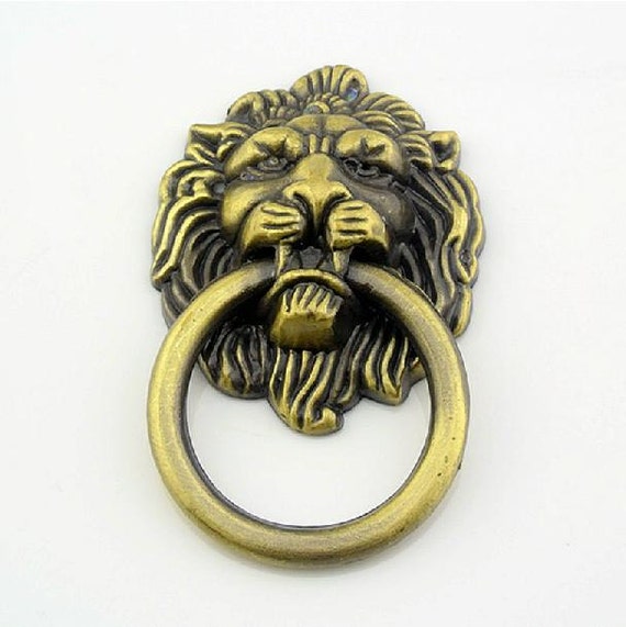 Métal Lion tête Meuble Commode Porte Poignée de Tiroir Cabinet Knobs Ring
