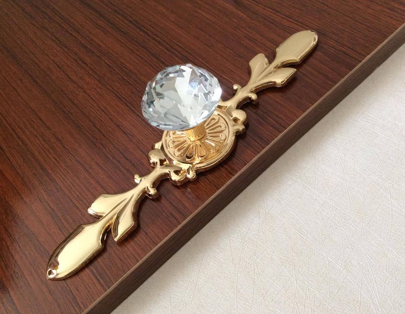 Gold Drawer Pulls Handles Crystal Pulls Handle Glass Etsy