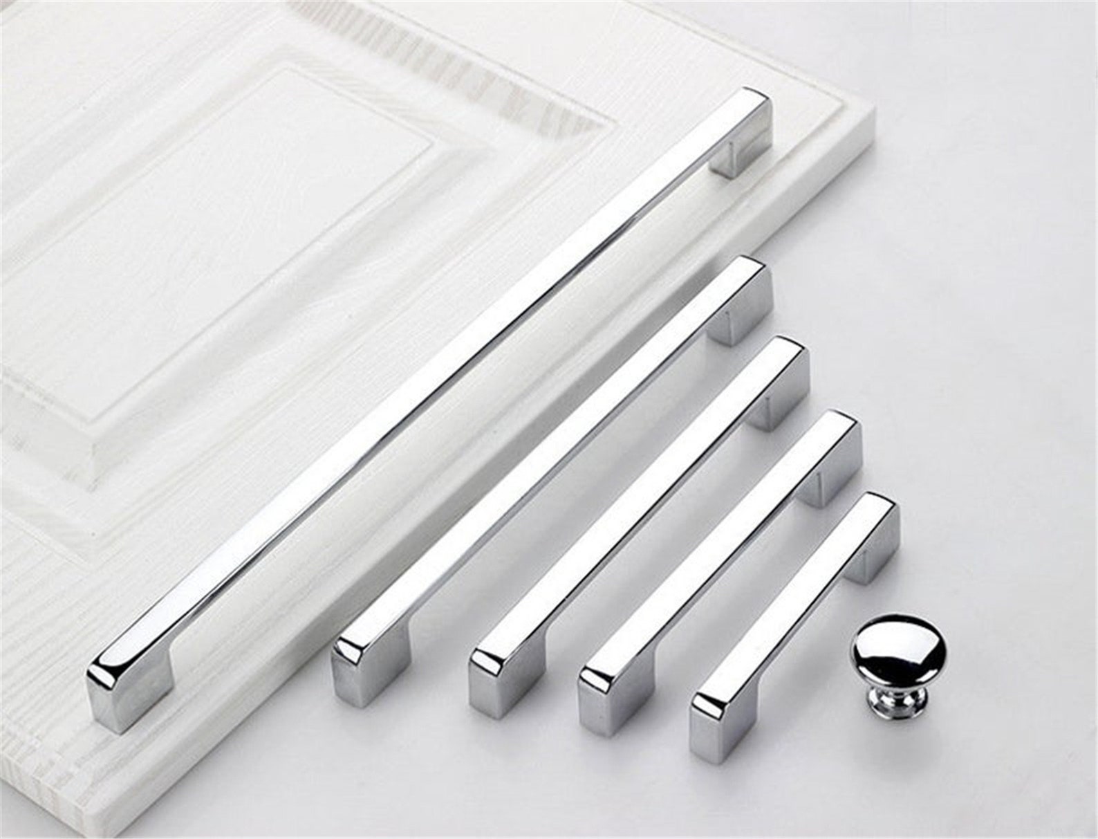 Silver Chrome Door Handles Modern Drawer Knobs Pulls Etsy UK
