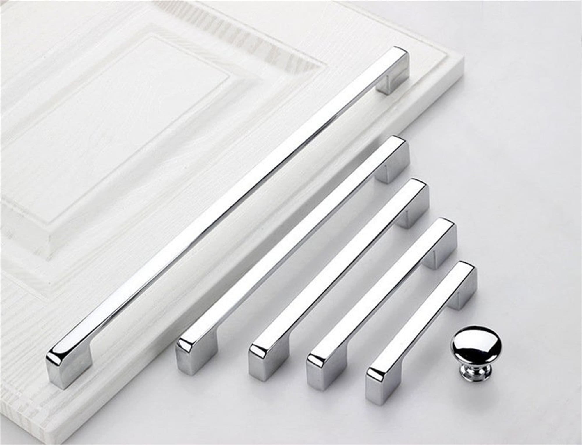 Silver Chrome Door Handles Modern Drawer Knobs Pulls Etsy